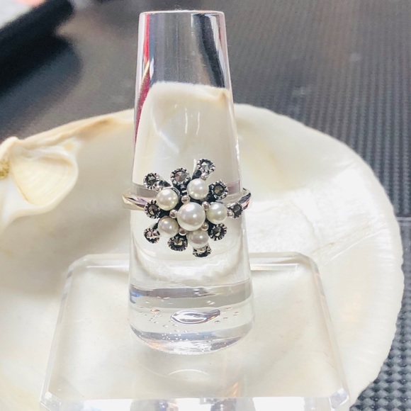 Vintage Pearl Ring. 925 Sterling Silver - Picture 4 of 4